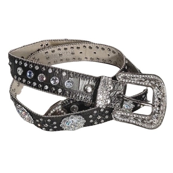 Nocona Accessories - Nocona Belt Co Western Rhinestone Embellished Cowgirl Black Belt L 35-41" Waist